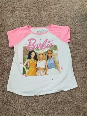 Jumping Beans Barbie Graphic Raglan Tee - Pink & White